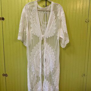 Handmade long lace eyelet shrug